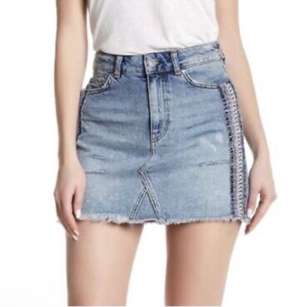 Free People Mini Blue Denim Skirt(Size 4)